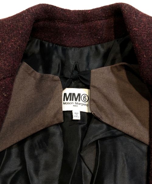 MM6 Maison Margiela（エムエムシックスメゾンマルジェラ）MM6 Maison Margiela (エムエムシックス メゾンマルジェラ) ディタッチャブルスリーブチェスターコート ボルドー サイズ:36の古着・服飾アイテム