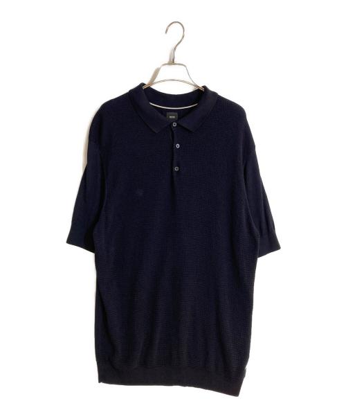 BOSS HUGO BOSS（ボス ヒューゴボス）BOSS HUGO BOSS (ボス ヒューゴボス) ニットポロシャツ ネイビー サイズ:XLの古着・服飾アイテム