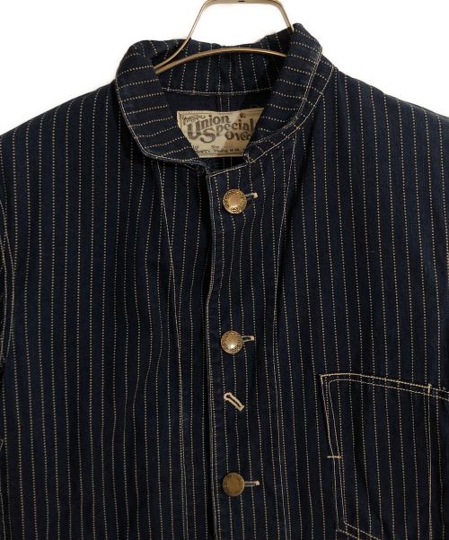 freewheelers（フリーホイーラーズ）FREEWHEELERS (フリーホイーラーズ) ウォバッシュストライプカバーオール ネイビー サイズ:38の古着・服飾アイテム