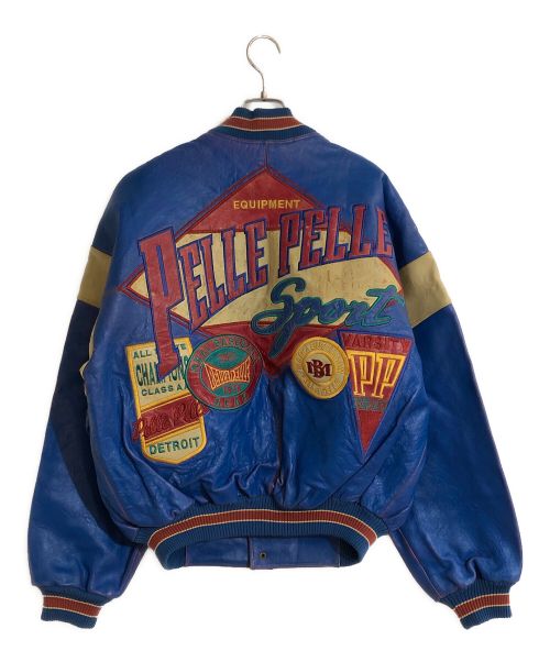 MARC BUCHANAN pellepelle（マーク ブキャナン ペレペレ）MARC BUCHANAN pellepelle (マーク ブキャナン ペレペレ) レザースタジャン ブルー サイズ:40の古着・服飾アイテム