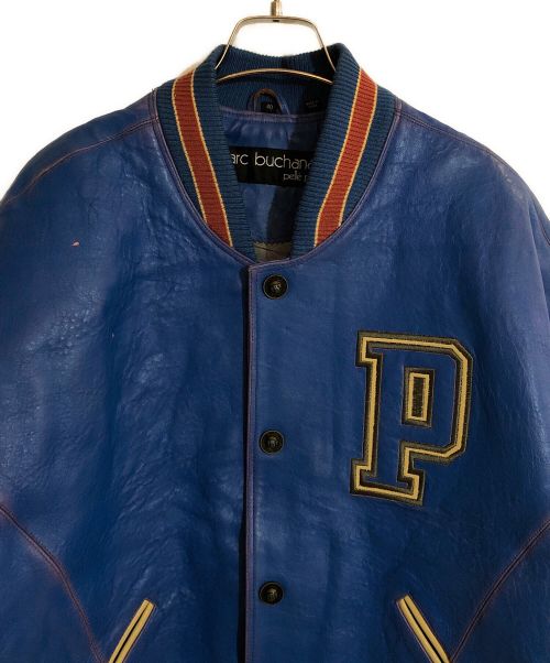 MARC BUCHANAN pellepelle（マーク ブキャナン ペレペレ）MARC BUCHANAN pellepelle (マーク ブキャナン ペレペレ) レザースタジャン ブルー サイズ:40の古着・服飾アイテム