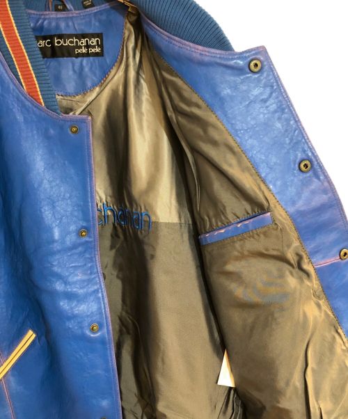 MARC BUCHANAN pellepelle（マーク ブキャナン ペレペレ）MARC BUCHANAN pellepelle (マーク ブキャナン ペレペレ) レザースタジャン ブルー サイズ:40の古着・服飾アイテム
