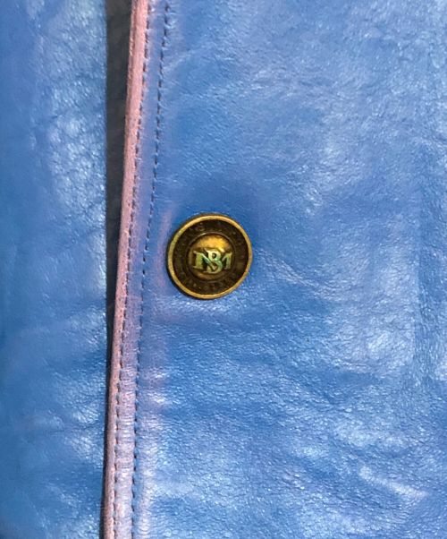 MARC BUCHANAN pellepelle（マーク ブキャナン ペレペレ）MARC BUCHANAN pellepelle (マーク ブキャナン ペレペレ) レザースタジャン ブルー サイズ:40の古着・服飾アイテム