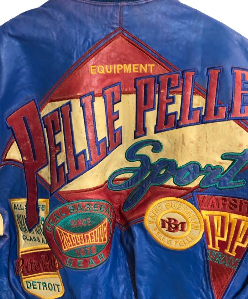 MARC BUCHANAN pellepelle（マーク ブキャナン ペレペレ）MARC BUCHANAN pellepelle (マーク ブキャナン ペレペレ) レザースタジャン ブルー サイズ:40の古着・服飾アイテム