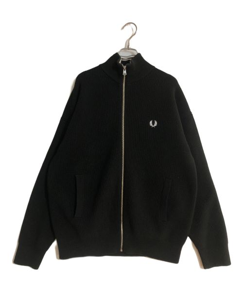 FRED PERRY（フレッドペリー）FRED PERRY (フレッドペリー) BEAMS (ビームス) 別注 ドライバーズニットジップアップ カーディガン ブラック サイズ:Lの古着・服飾アイテム