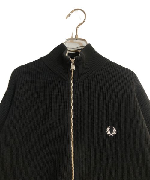 FRED PERRY（フレッドペリー）FRED PERRY (フレッドペリー) BEAMS (ビームス) 別注 ドライバーズニットジップアップ カーディガン ブラック サイズ:Lの古着・服飾アイテム
