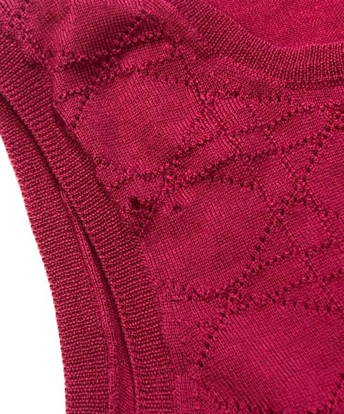 Christian Dior（クリスチャン ディオール）Christian Dior (クリスチャン ディオール) カナージュパターンノースリーブニット ピンク サイズ:Ｓの古着・服飾アイテム