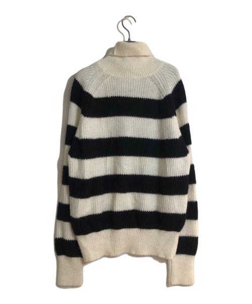 AMIPARIS（アミパリス）AMIPARIS (アミパリス) タートルネックボーダーニット ホワイト×ブラック サイズ:Lの古着・服飾アイテム