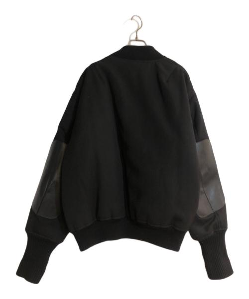 JIL SANDER（ジルサンダー）JIL SANDER (ジルサンダー) レザーエルボーパッチ 中綿ボンバージャケット ブラック サイズ:46の古着・服飾アイテム