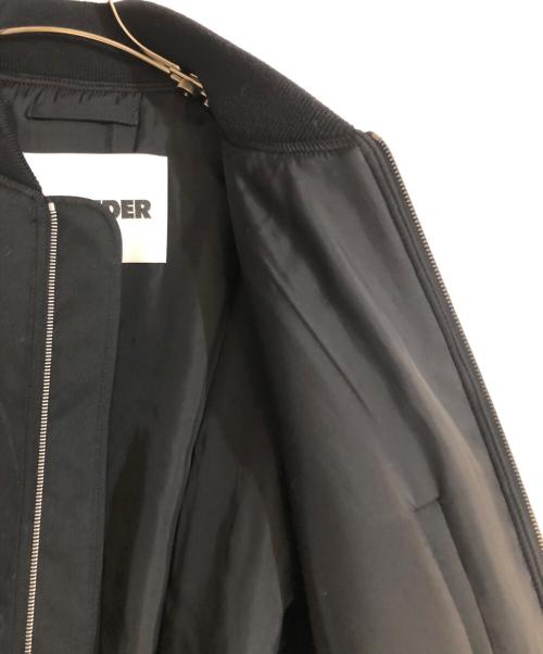 JIL SANDER（ジルサンダー）JIL SANDER (ジルサンダー) レザーエルボーパッチ 中綿ボンバージャケット ブラック サイズ:46の古着・服飾アイテム