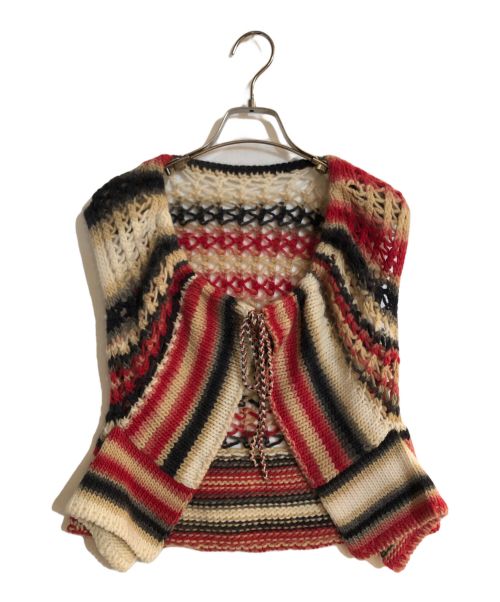 PERVERZE（パーバーズ）PERVERZE (パーバーズ) FACE HAND KNIT SLEEVE-LESS TOP レッド サイズ:FREEの古着・服飾アイテム