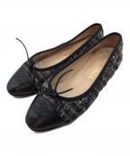 CHANELシャネル）の古着「ココマークツイードバレエシューズ」｜ブラック