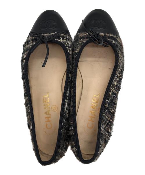 CHANEL（シャネル）CHANEL (シャネル) ココマークツイードバレエシューズ ブラック サイズ:22.5cmの古着・服飾アイテム