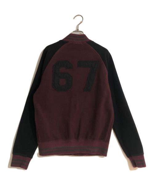 POLO RALPH LAUREN（ポロ・ラルフローレン）POLO RALPH LAUREN (ポロ・ラルフローレン) FLEECE BASEBALL JACKET ボルドー×ブラック サイズ:Sの古着・服飾アイテム