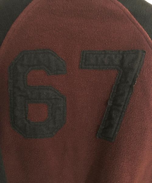 POLO RALPH LAUREN（ポロ・ラルフローレン）POLO RALPH LAUREN (ポロ・ラルフローレン) FLEECE BASEBALL JACKET ボルドー×ブラック サイズ:Sの古着・服飾アイテム