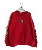 stussyステューシー）の古着「オールドロゴプリントスウェット」｜レッド