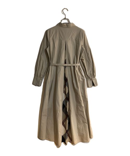 BLUE LABEL CRESTBRIDGE（ブルーレーベルクレストブリッジ）BLUE LABEL CRESTBRIDGE (ブルーレーベルクレストブリッジ) チェックディテール シャツワンピース ベージュ サイズ:38の古着・服飾アイテム