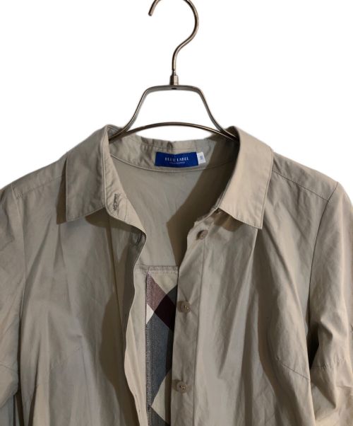 BLUE LABEL CRESTBRIDGE（ブルーレーベルクレストブリッジ）BLUE LABEL CRESTBRIDGE (ブルーレーベルクレストブリッジ) チェックディテール シャツワンピース ベージュ サイズ:38の古着・服飾アイテム