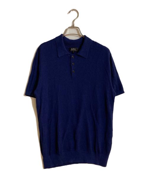 A.P.C.（アーペーセー）A.P.C. (アーペーセー) リネンミックスニットポロ ネイビー サイズ:Mの古着・服飾アイテム