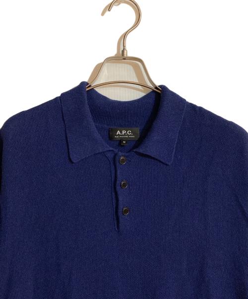 A.P.C.（アーペーセー）A.P.C. (アーペーセー) リネンミックスニットポロ ネイビー サイズ:Mの古着・服飾アイテム