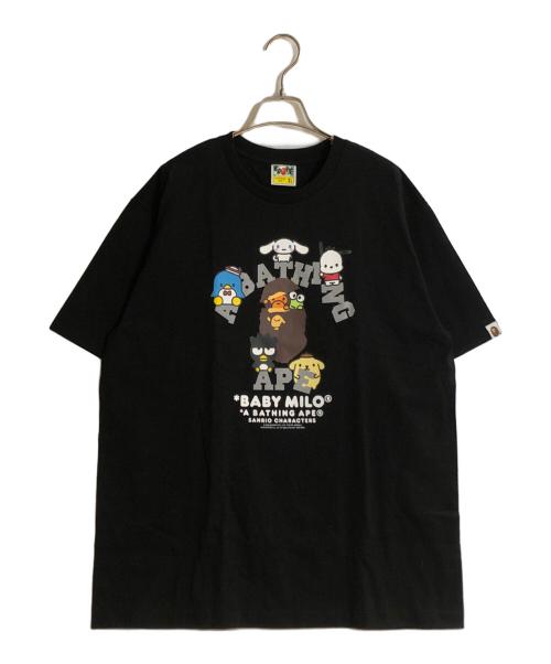 A BATHING APE（ア ベイシング エイプ）A BATHING APE (アベイシングエイプ) SANRIO (サンリオ) BABY MILOR X SANRIO CHARACTERS TEE/ベイビーマイロサンリオキャラクターズ ブラック サイズ:XLの古着・服飾アイテム