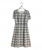 LAISSE PASSEレッセパッセ）の古着「シアーチェックフレアーワンピース」｜ホワイト