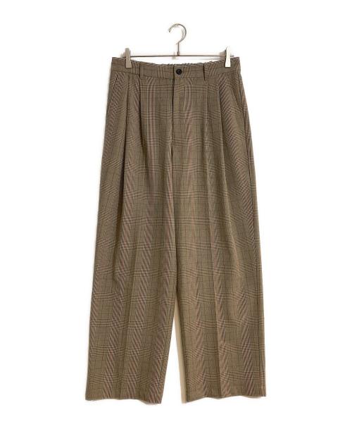 neucon（ニューコン）neucon (ニューコン) ストライプ/チェック ワイドスラックスパンツ ベージュ サイズ:2の古着・服飾アイテム
