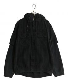 sacai（サカイ）の古着「GONZ MULTI PATCH PLAID HOODIE」｜ネイビー×グリーン