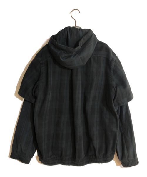 sacai（サカイ）sacai (サカイ) GONZ MULTI PATCH PLAID HOODIE ネイビー×グリーン サイズ:2の古着・服飾アイテム