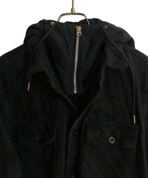 sacai（サカイ）sacai (サカイ) GONZ MULTI PATCH PLAID HOODIE ネイビー×グリーン サイズ:2の古着・服飾アイテム