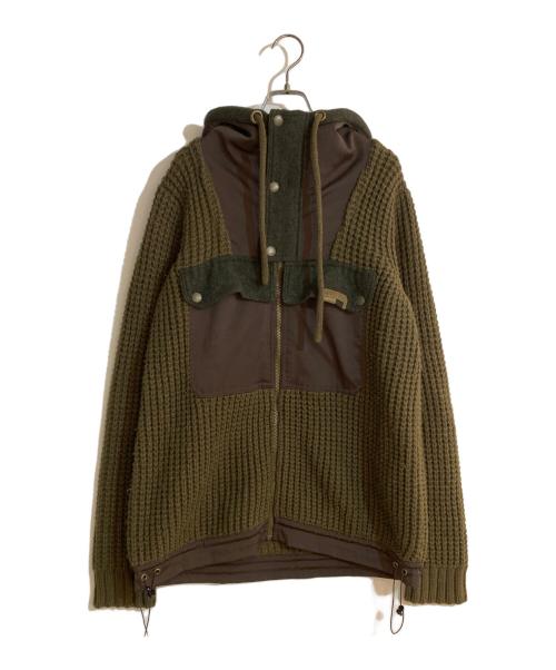 DIESEL（ディーゼル）DIESEL (ディーゼル) ナイロンコンビニットフーディ カーキ サイズ:Ｌの古着・服飾アイテム