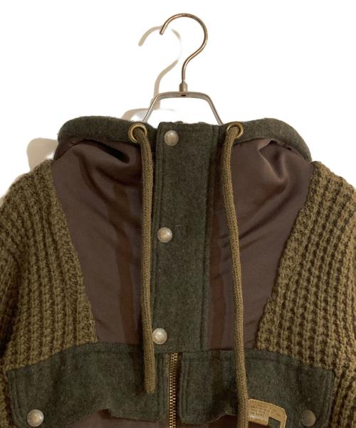 DIESEL（ディーゼル）DIESEL (ディーゼル) ナイロンコンビニットフーディ カーキ サイズ:Ｌの古着・服飾アイテム