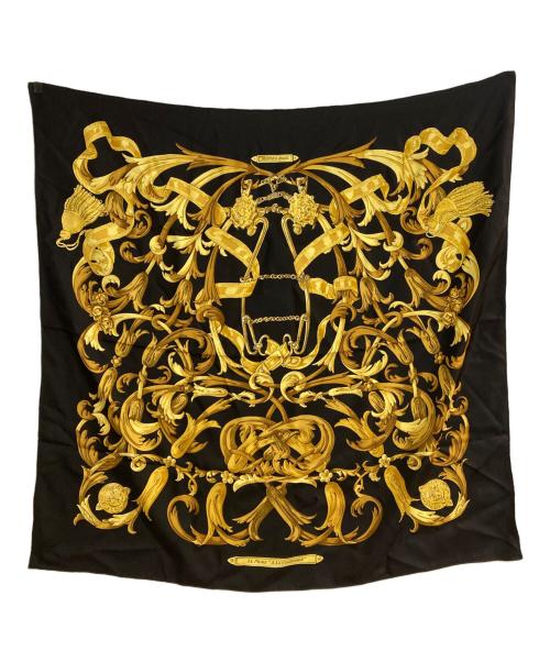 HERMES（エルメス）HERMES (エルメス) カレ90 LE MORS A LA CONETABLE 轡の気品 ブラック×イエローの古着・服飾アイテム