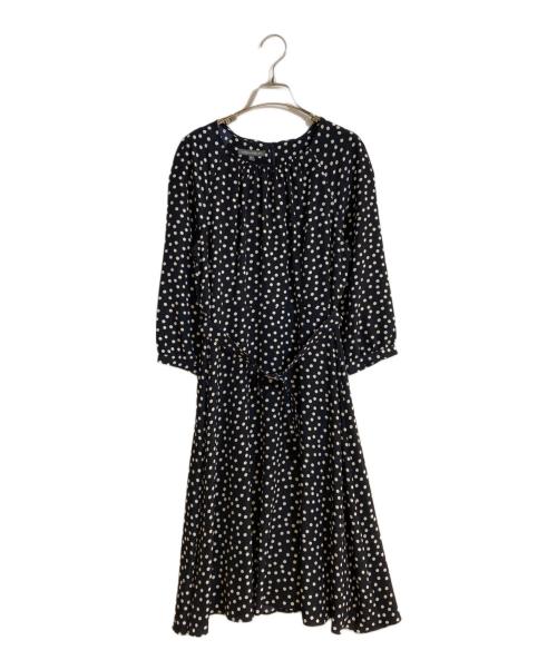 LAURA ASHLEY（ローラ アシュレイ）LAURA ASHLEY (ローラ アシュレイ) ドットブラウスワンピース ネイビー サイズ:LLの古着・服飾アイテム