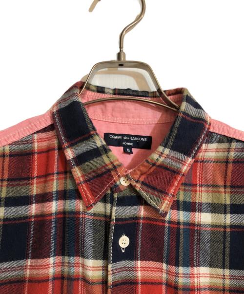 COMME des GARCONS HOMME（コムデギャルソン オム）COMME des GARCONS HOMME (コムデギャルソン オム) 異素材コンビネーションシャツ ネイビー×ピンク サイズ:Sの古着・服飾アイテム