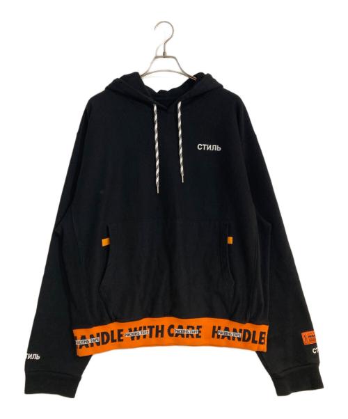 HERON PRESTON（ヘロンプレストン）HERON PRESTON (ヘロンプレストン) Handle フーディ ブラック×オレンジ サイズ:XLの古着・服飾アイテム