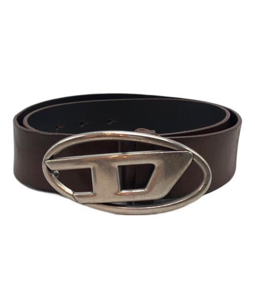 DIESEL（ディーゼル）DIESEL (ディーゼル) オーバルロゴトレザーベルト ブラウンの古着・服飾アイテム