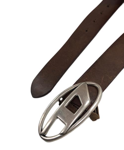 DIESEL（ディーゼル）DIESEL (ディーゼル) オーバルロゴトレザーベルト ブラウンの古着・服飾アイテム
