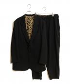 WACKO MARIA×WILDSIDE YOHJI YAMAMOTOワコマリア×ワイルドサイド ヨウジ ヤマモト）の古着「レオパードライニングギャバセットアップスーツ」｜ブラック