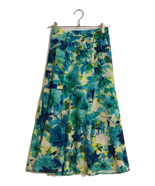 ANAYI（アナイ）ANAYI (アナイ) デシタルフラワープリントフレアスカート ブルー サイズ:36の古着・服飾アイテム