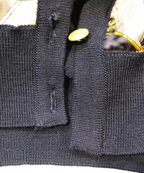 Burberry's（バーバリーズ）Burberry's (バーバリーズ) シルクスカーフ切替カーディガン ネイビー サイズ:Mの古着・服飾アイテム