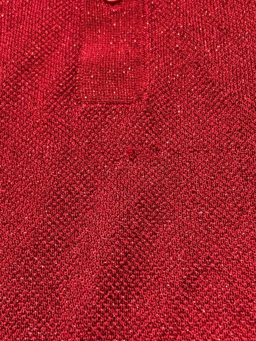 FRED PERRY（フレッドペリー）FRED PERRY (フレッドペリー) CHARLES JEFFREY LOVERBOY (チャールズ ジェフリー ラバーボーイ) Glitter Knitted Rubgy Shirt レッド サイズ:Sの古着・服飾アイテム