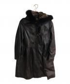 BALMAINバルマン）の古着「ラムレザーフレアフーデットコート」｜ブラック