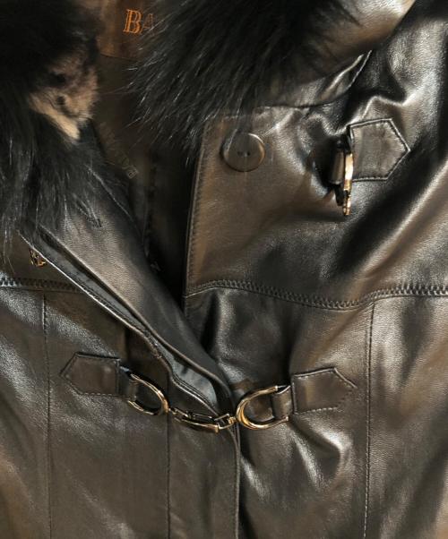 BALMAIN（バルマン）BALMAIN (バルマン) ラムレザーフレアフーデットコート ブラック サイズ:Mの古着・服飾アイテム