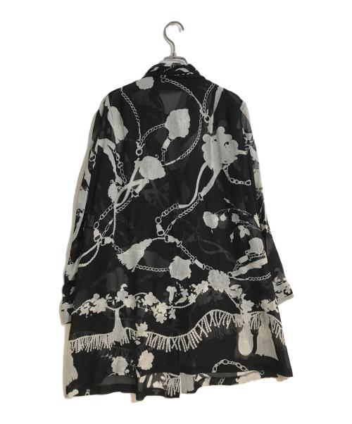 LEONARD FASHION（レオナールファッション）LEONARD FASHION (レオナールファッション) シルク100％総柄シースルーブラウス ブラック サイズ:11の古着・服飾アイテム