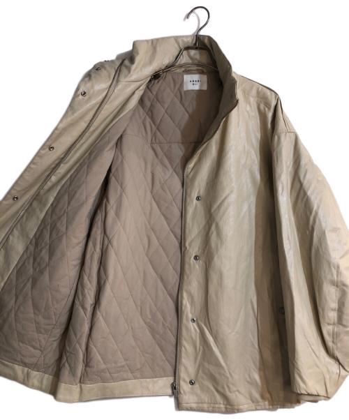 Ameri（アメリ）AMERI (アメリ) PASTING LIKE FAKE LEATHER JACKET ベージュ サイズ:Sの古着・服飾アイテム