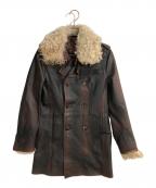 DOLCE & GABBANAドルチェ＆ガッバーナ）の古着「ムラ染めカンガルーレザーコート」｜ブラウン