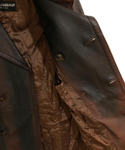 DOLCE & GABBANA（ドルチェ＆ガッバーナ）DOLCE & GABBANA (ドルチェ＆ガッバーナ) ムラ染めカンガルーレザーコート ブラウン サイズ:46の古着・服飾アイテム