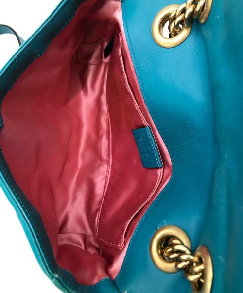 GUCCI（グッチ）GUCCI (グッチ) GGマーモントベルベッドチェーンショルダーバッグ ブルーの古着・服飾アイテム
