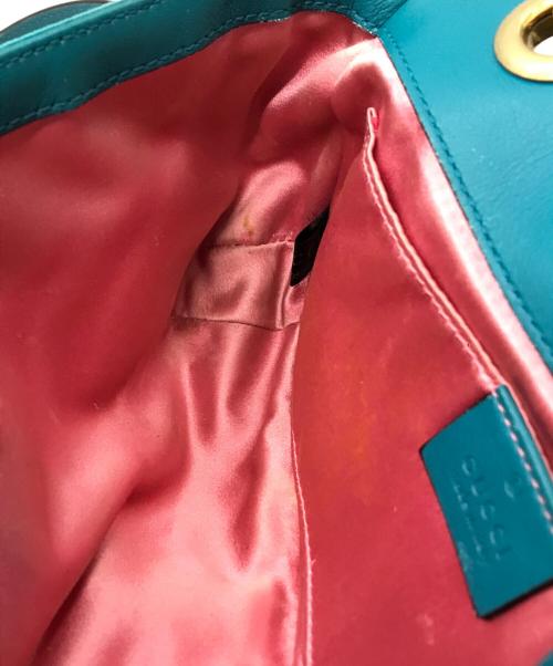 GUCCI（グッチ）GUCCI (グッチ) GGマーモントベルベッドチェーンショルダーバッグ ブルーの古着・服飾アイテム